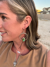 Load image into Gallery viewer, Sterling Silver Genuine Hubei Turquoise Hoop Earrings