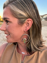 Load image into Gallery viewer, Sterling Silver Genuine Royston Ribbon Turquoise Hoop Earrings