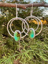 Load image into Gallery viewer, Sterling Silver Genuine Hubei Turquoise Hoop Earrings
