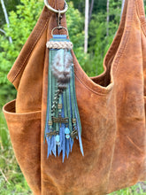 Load image into Gallery viewer, Handmade Dragonfly Leather Tassel Bag Charm | Genuine Gemstones & Feathers