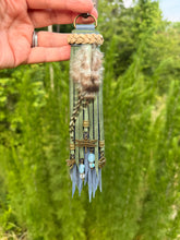 Load image into Gallery viewer, Handmade Dragonfly Leather Tassel Bag Charm | Genuine Gemstones & Feathers