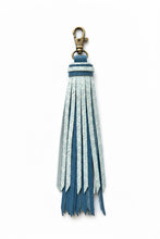 Load image into Gallery viewer, Handmade Blue Leather Clip Tassel Keychain