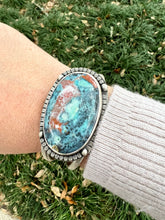 Load image into Gallery viewer, Handmade Sterling Silver Multicolored Petrified Wood Cuff Bracelet