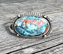 Load image into Gallery viewer, Handmade Sterling Silver Multicolored Petrified Wood Cuff Bracelet