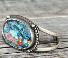 Load image into Gallery viewer, Handmade Sterling Silver Multicolored Petrified Wood Cuff Bracelet