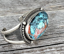 Load image into Gallery viewer, Handmade Sterling Silver Multicolored Petrified Wood Cuff Bracelet