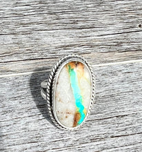 Load image into Gallery viewer, Handmade Sterling Silver Royston Ribbon Turquoise Ring