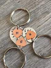 Load image into Gallery viewer, Gift For Mom, Gifts For Mom From Daughters, Mothers Day Gift, Personalized Mom Gift, Hand Stamped heart puzzle piece key chain set, mom