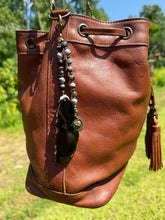 Load image into Gallery viewer, Handmade Bag Charm - Black Agate Stone with Celestial Theme
