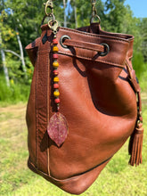 Load image into Gallery viewer, Handmade Bag Charm - Red and Gold Leaf Pendant
