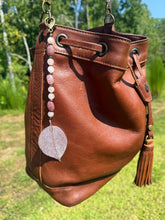 Load image into Gallery viewer, Handmade Bag Charm - Light Pink Leaf Pendant
