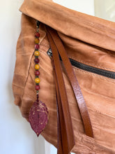 Load image into Gallery viewer, Handmade Bag Charm - Red and Gold Leaf Pendant
