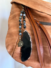 Load image into Gallery viewer, Handmade Bag Charm - Black Agate Stone with Celestial Theme
