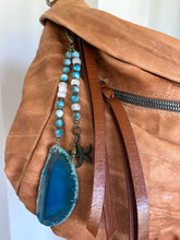 Load image into Gallery viewer, Handmade Bag Charm - Blue Agate Stone with Nautical Theme
