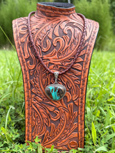 Load image into Gallery viewer, Hubei Turquoise Sterling Silver Pendant Necklace | Handmade Genuine Turquoise on Braided Leather
