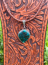 Load image into Gallery viewer, Hubei Turquoise Sterling Silver Pendant Necklace | Handmade Genuine Turquoise on Braided Leather
