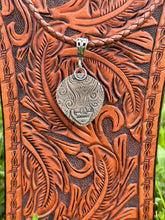 Load image into Gallery viewer, Hubei Turquoise Sterling Silver Pendant Necklace | Handmade Genuine Turquoise on Braided Leather
