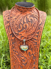Load image into Gallery viewer, Handmade Number 8 Turquoise Sterling Silver Pendant | Genuine Leather Necklace

