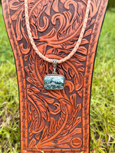 Load image into Gallery viewer, Blue Tide Seam Agate Sterling Silver Pendant | Handmade Leather Necklace
