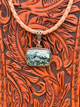 Load image into Gallery viewer, Blue Tide Seam Agate Sterling Silver Pendant | Handmade Leather Necklace
