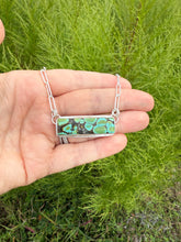 Load image into Gallery viewer, Handmade Sterling Silver Hubei Turquoise Bar Necklace
