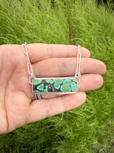 Load image into Gallery viewer, Handmade Sterling Silver Hubei Turquoise Bar Necklace
