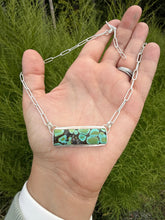 Load image into Gallery viewer, Handmade Sterling Silver Hubei Turquoise Bar Necklace
