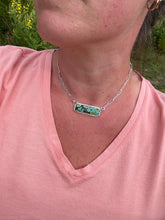 Load image into Gallery viewer, Handmade Sterling Silver Hubei Turquoise Bar Necklace
