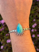 Load image into Gallery viewer, Sea Sediment Jasper Sun Burst Hand-stamped Sterling Silver Cuff Bracelet
