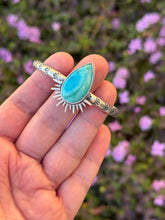 Load image into Gallery viewer, Sea Sediment Jasper Sun Burst Hand-stamped Sterling Silver Cuff Bracelet
