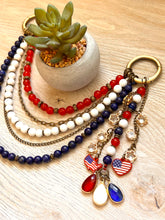 Load image into Gallery viewer, &quot;Freedom and Fireworks&quot; Multi-Strand Beaded Bag Necklace
