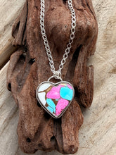 Sterling Silver Cotton Candy Turquoise Heart Necklace