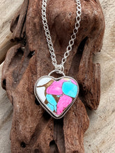 Load image into Gallery viewer, Cotton Candy Turquoise Heart Necklace
