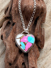 Sterling Silver Cotton Candy Turquoise Heart Necklace