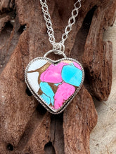 Sterling Silver Cotton Candy Turquoise Heart Necklace