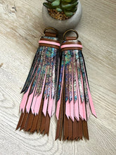 Load image into Gallery viewer, D- Ring Tassel SET - Cafe, Soft pink and Oil Slick Cowhide Leather
