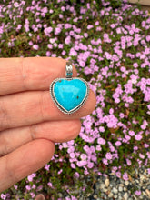 Load image into Gallery viewer, Custom Wave Ring and Kingman Turquoise Heart Pendant
