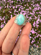 Load image into Gallery viewer, Custom Wave Ring and Kingman Turquoise Heart Pendant
