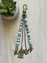 Load image into Gallery viewer, &quot;Birds of a Feather&quot; Handmade Gemstone Beaded Bag Charm Keychain, Purse Accessories
