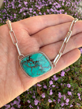 Load image into Gallery viewer, Hubei Bamboo Mountain Turquoise Necklace with Handmade Paperclip Chain
