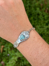 Load image into Gallery viewer, Handmade Vintage Up-Cycled Sterling Silver 1901 Spoon Bracelet with C &amp; T Variscite
