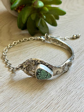 Load image into Gallery viewer, Handmade Vintage Up-Cycled Sterling Silver 1901 Spoon Bracelet with C &amp; T Variscite
