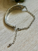Load image into Gallery viewer, Handmade Vintage Up-Cycled Sterling Silver 1901 Spoon Bracelet with C &amp; T Variscite
