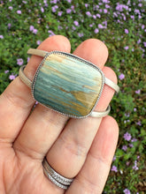 Load image into Gallery viewer, Sterling Silver Gary Green Jasper Cuff Bracelet
