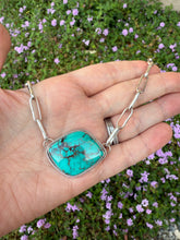 Load image into Gallery viewer, Hubei Bamboo Mountain Turquoise Necklace with Handmade Paperclip Chain
