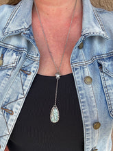 Load image into Gallery viewer, Sterling Silver Blue Tide Seam Agate Lariat Necklace with Sea Shell Accent
