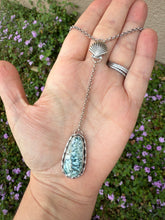 Load image into Gallery viewer, Sterling Silver Blue Tide Seam Agate Lariat Necklace with Sea Shell Accent
