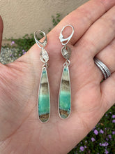 Load image into Gallery viewer, Petrified Opalized Wood Leverback Earrings with Sand Dollar Accents
