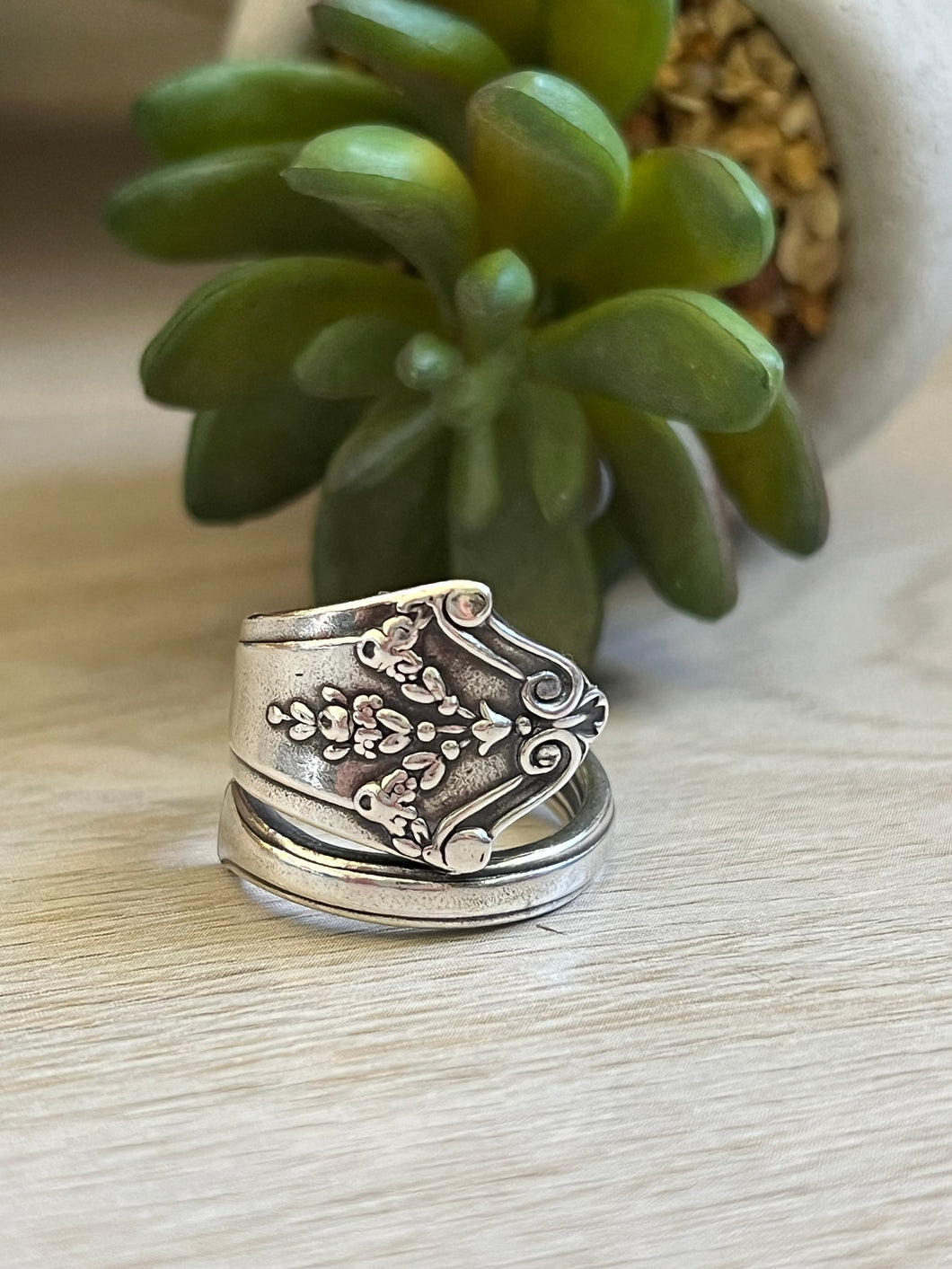 Handmade Vintage Up-Cycled Sterling Silver 1914 Spoon Ring