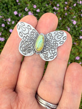 Load image into Gallery viewer, Hand Stamped Blue Moon Turquoise Butterfly Ring - Size 8.5
